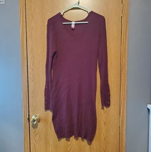 Burgundy stretchy sweater dress